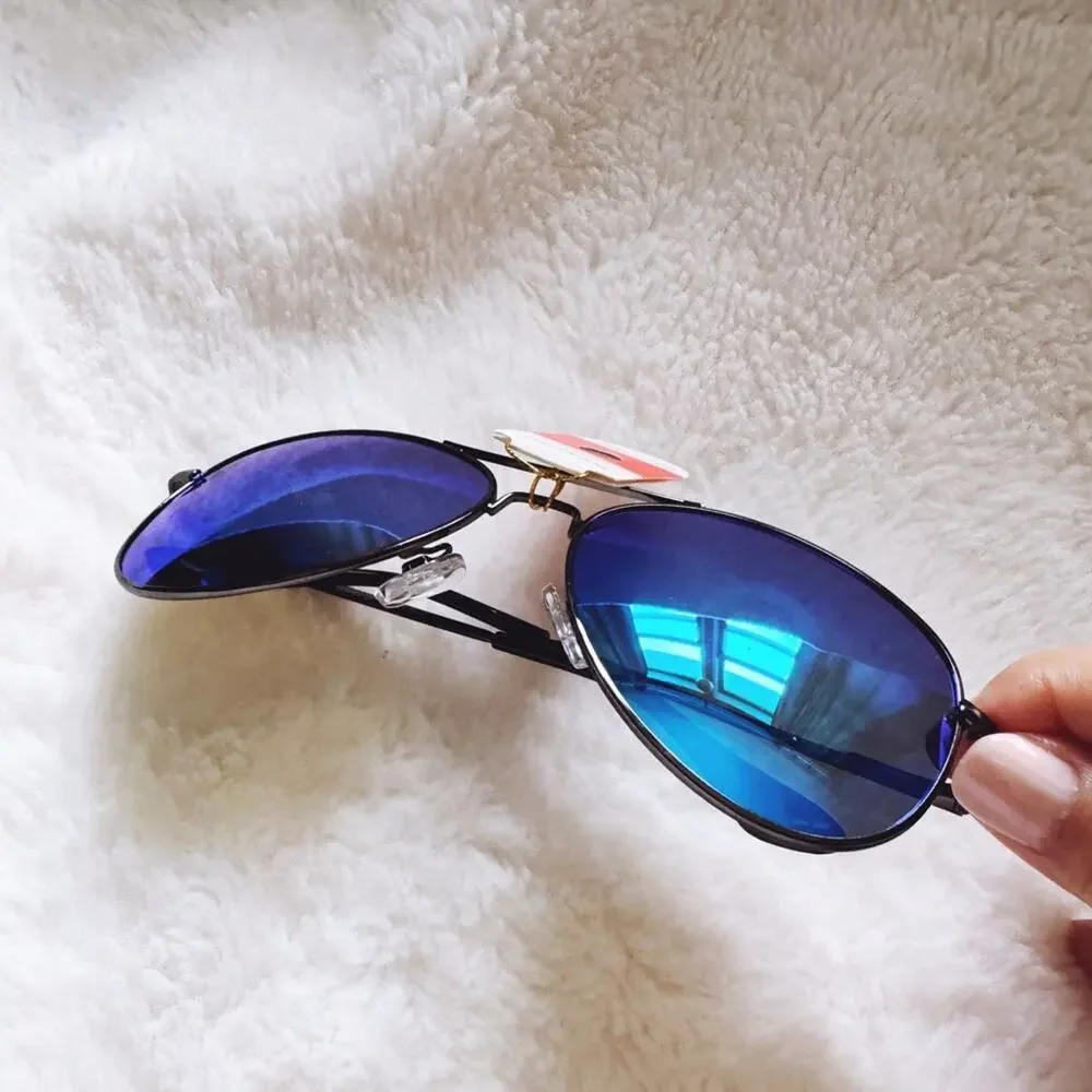 Zane Black w/ Blue Lense Polarized Mirrored Sunglasses